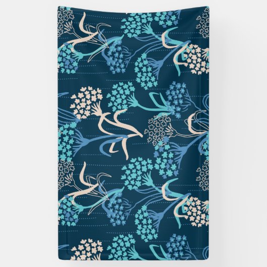 Stilisierte Hydrangea-Blumenmuster - Elegantes Bla Banner (Vertikal)