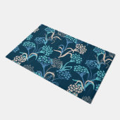 Stilisierte Hydrangea-Blumenmuster - Elegantes Bla Fußmatte (Schrägansicht)