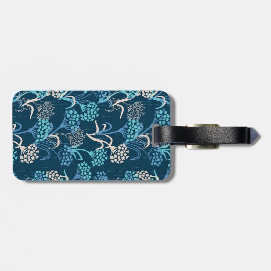 Stilisierte Hydrangea-Blumenmuster - Elegantes Bla Gepäckanhänger (Rückseite horizontal)