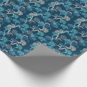 Stilisierte Hydrangea-Blumenmuster - Elegantes Bla Geschenkpapier (Ecke)