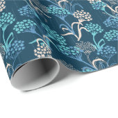 Stilisierte Hydrangea-Blumenmuster - Elegantes Bla Geschenkpapier (Rolleneckpunkt)