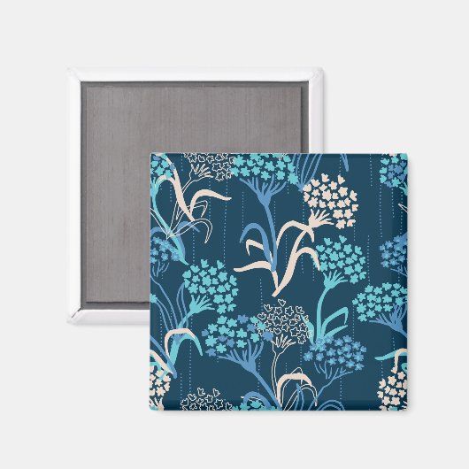 Stilisierte Hydrangea-Blumenmuster - Elegantes Bla Magnet (Vorderseite/Rückseite)