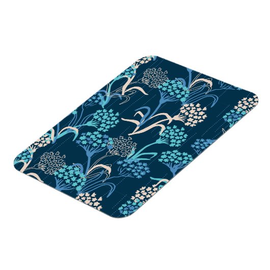 Stilisierte Hydrangea-Blumenmuster - Elegantes Bla Magnet (Linke Seite)