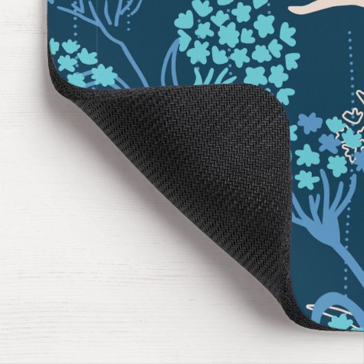 Stilisierte Hydrangea-Blumenmuster - Elegantes Bla Mousepad (Ecke)