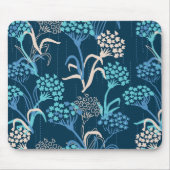 Stilisierte Hydrangea-Blumenmuster - Elegantes Bla Mousepad (Vorne)