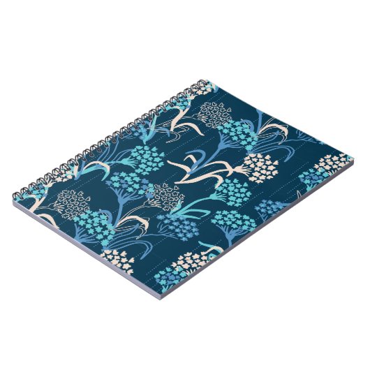 Stilisierte Hydrangea-Blumenmuster - Elegantes Bla Notizblock (Linke Seite)