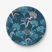 Stilisierte Hydrangea-Blumenmuster - Elegantes Bla Pappteller (Vorderseite)