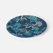 Stilisierte Hydrangea-Blumenmuster - Elegantes Bla Pappteller (Schrägansicht)