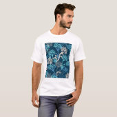 Stilisierte Hydrangea-Blumenmuster - Elegantes Bla T-Shirt (Vorne ganz)