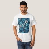Stilisierte Hydrangea-Blumenmuster - Elegantes Bla T-Shirt (Vorne ganz)