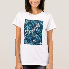 Stilisierte Hydrangea-Blumenmuster - Elegantes Bla T-Shirt