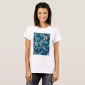 Stilisierte Hydrangea-Blumenmuster - Elegantes Bla T-Shirt (Vorne ganz)