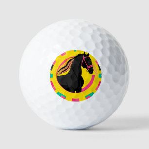 Stilisierte Illustration eines schwarzen Pferdes Golfball