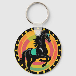 Stilisierte Illustration eines schwarzen Pferdes Schlüsselanhänger