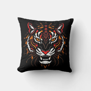 Stilisierte Illustration eines Tigerschädels Kissen