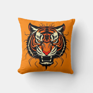 Stilisierte Illustration eines Tigerschädels Kissen