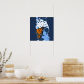 Stilisierte Insektenschmetterlinge Orange & Blue Poster (Küche)
