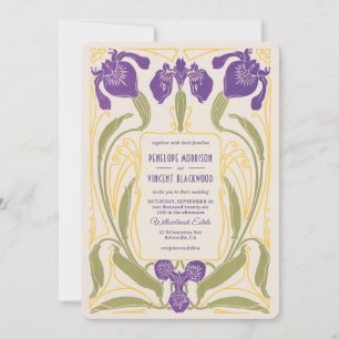 Stilisierte Iris Art Nouveau Hochzeit Einladung