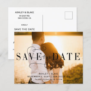 Stilisierte Kalligrafie Foto Save-the-Date-Karte Ankündigungspostkarte