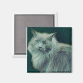 Stilisierte Katze #1 Grüner Twig-Magnet Magnet (Vorderseite/Rückseite)