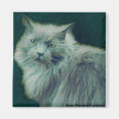 Stilisierte Katze #1 Grüner Twig-Magnet Magnet (Vorne)