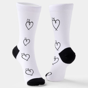 Stilisierte Katzenherz-Druck-Socken Socken