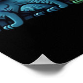 Stilisierte Katzenstammfarben auf Black Frieze Pos Poster (Ecke)