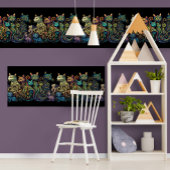 Stilisierte Katzenstammfarben auf Black Frieze Pos Poster