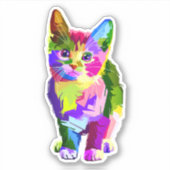 Stilisierte Kitten Prismatic Design-32345 Aufkleber (Vorderseite)