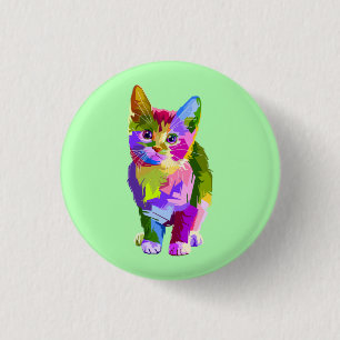 Stilisierte Kitten Prismatic Design-32345 Button