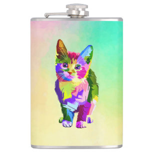 Stilisierte Kitten Prismatic Design-32345 Flachmann