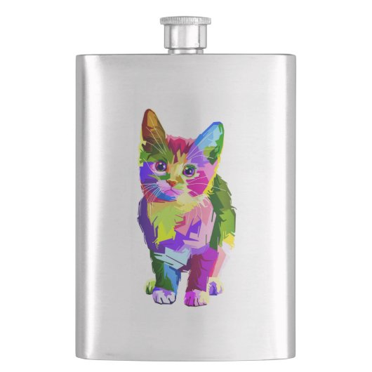 Stilisierte Kitten Prismatic Design-32345 Flachmann (Vorderseite)
