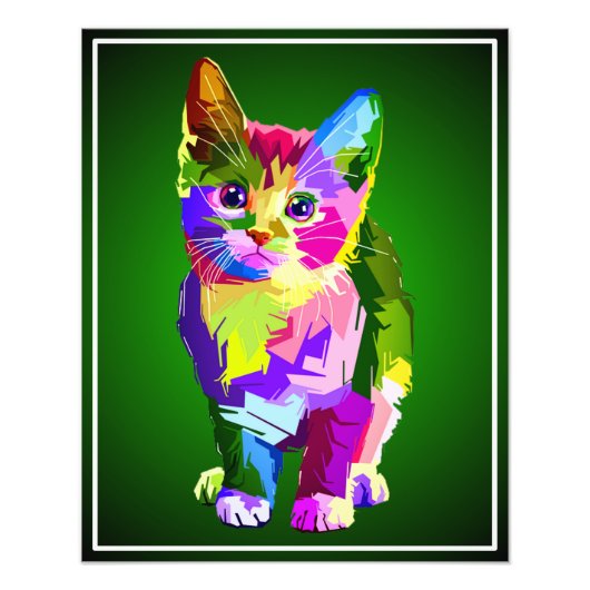 Stilisierte Kitten Prismatic Design-32345 Fotodruck (Vorne)