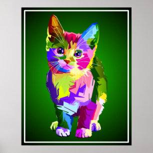Stilisierte Kitten Prismatic Design-32345 Poster