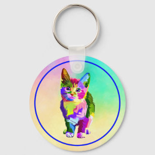 Stilisierte Kitten Prismatic Design-32345 Schlüsselanhänger
