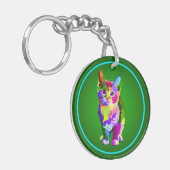 Stilisierte Kitten Prismatic Design-32345 Schlüsselanhänger (Vorderseite links)