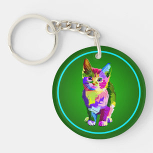 Stilisierte Kitten Prismatic Design-32345 Schlüsselanhänger