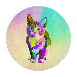 Stilisierte Kitten Prismatic Design-32345 Schneidebrett