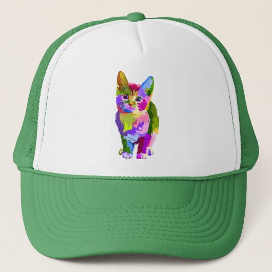 Stilisierte Kitten Prismatic Design-32345 Truckerkappe (Vorderseite)