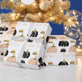 Stilisierte Kürbis in Schwarz, Weiß und Gold Geschenkpapier