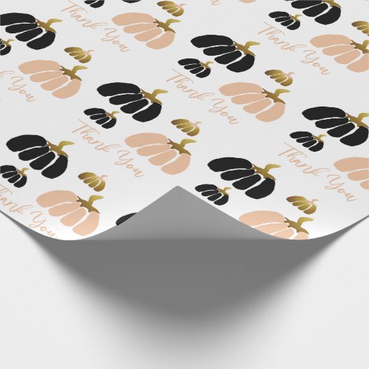Stilisierte Kürbis in Schwarz, Weiß und Gold Geschenkpapier (Ecke)