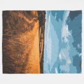 Stilisierte Landstraße Goldener Sommer Fleecedecke (Vorderseite (Horizontal))