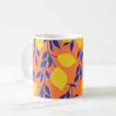 Stilisierte Lemons Vintag tropisches Muster Kaffeetasse (Vorderseite Links)