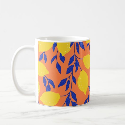 Stilisierte Lemons Vintag tropisches Muster Kaffeetasse (Links)