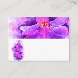 Stilisierte lila Orchideenname-Platzkarten Platzkarte