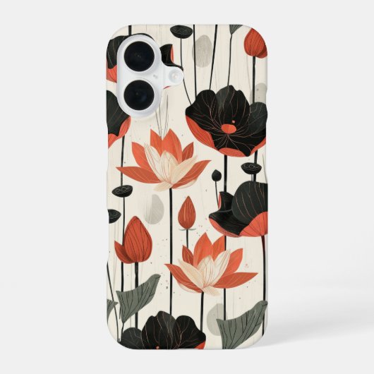 Stilisierte Lotus iPhone 16 Hülle (Rückseite)