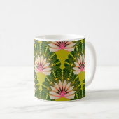 Stilisierte Lotustapete: rosa, grün. Kaffeetasse (VorderseiteRechts)