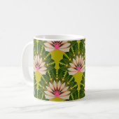 Stilisierte Lotustapete: rosa, grün. Kaffeetasse (Vorderseite Links)