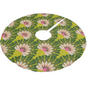 Stilisierte Lotustapete: rosa, grün. Polyester Weihnachtsbaumdecke (Schrägansicht)