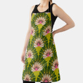 Stilisierte Lotustapete: rosa, grün. Schürze (InSitu)